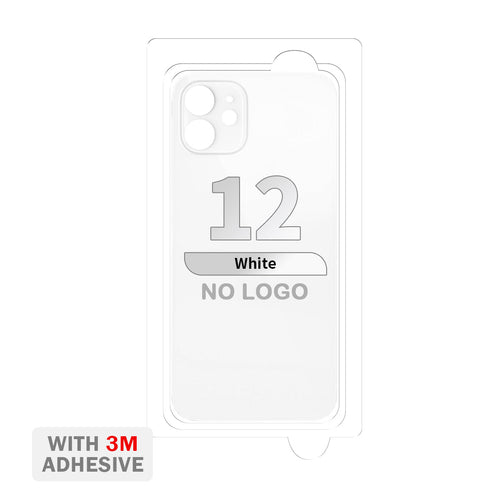 Back Cover Glass with Adhesive for iPhone 12 (No Logo & Big Camera Hole) - White
