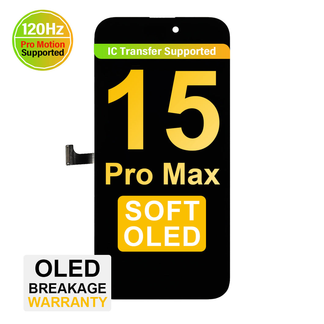 (MP+) Soft OLED Assembly for iPhone 15 Pro Max - Black (120 Hz)