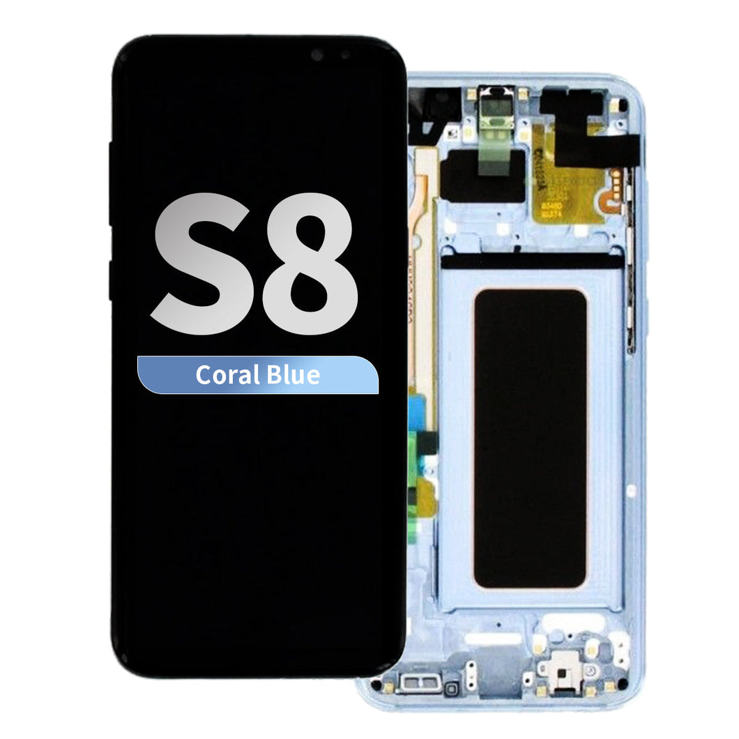 Refurbished OLED Assembly with Frame for Samsung Galaxy S8 - Coral Blue